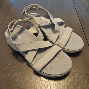 Skechers Women's Go Walk Flex Glimmer Up Sandal Gray Silver Size 10 Comfort
